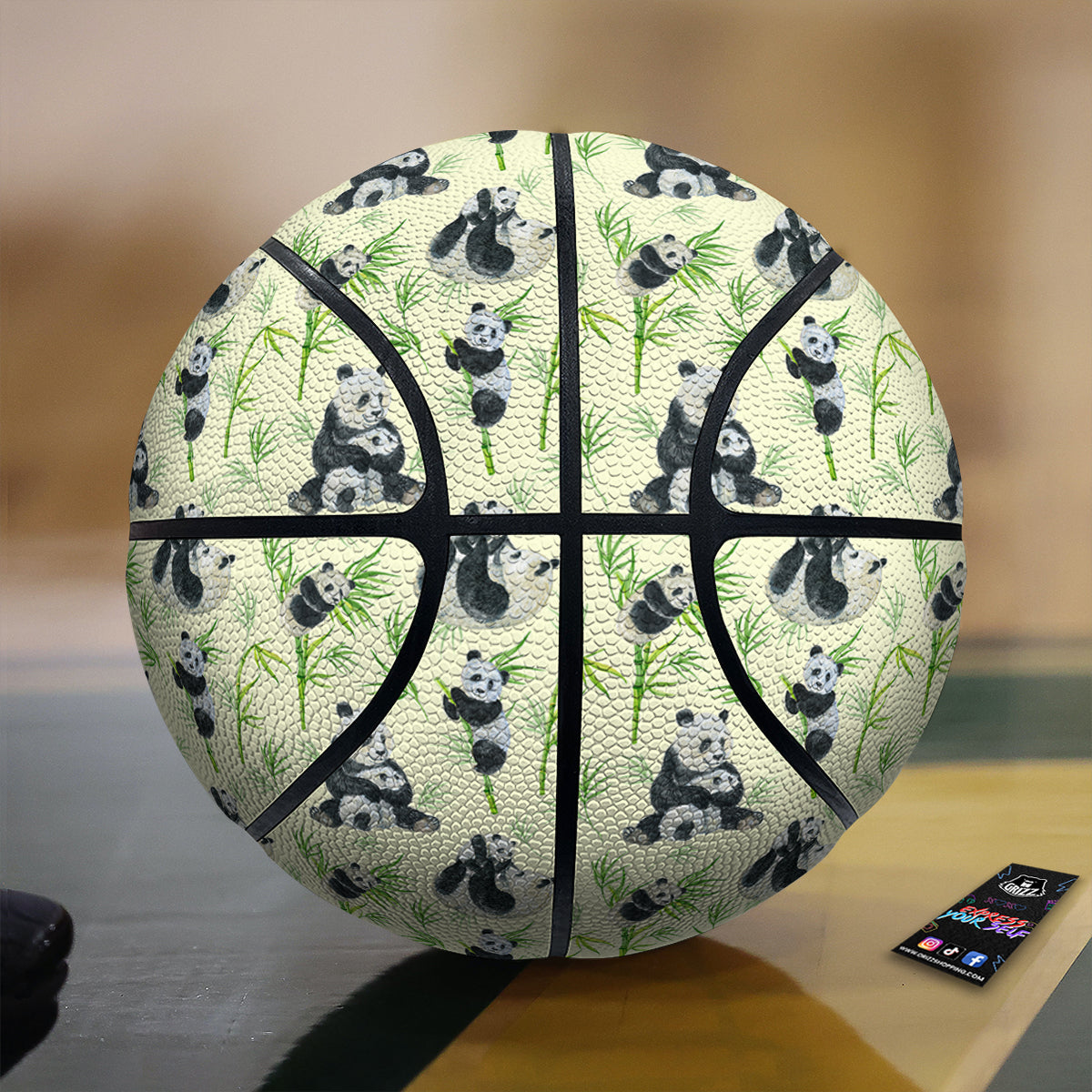 Panda Bamboo And Baby Print Pattern Basketball-grizzshop
