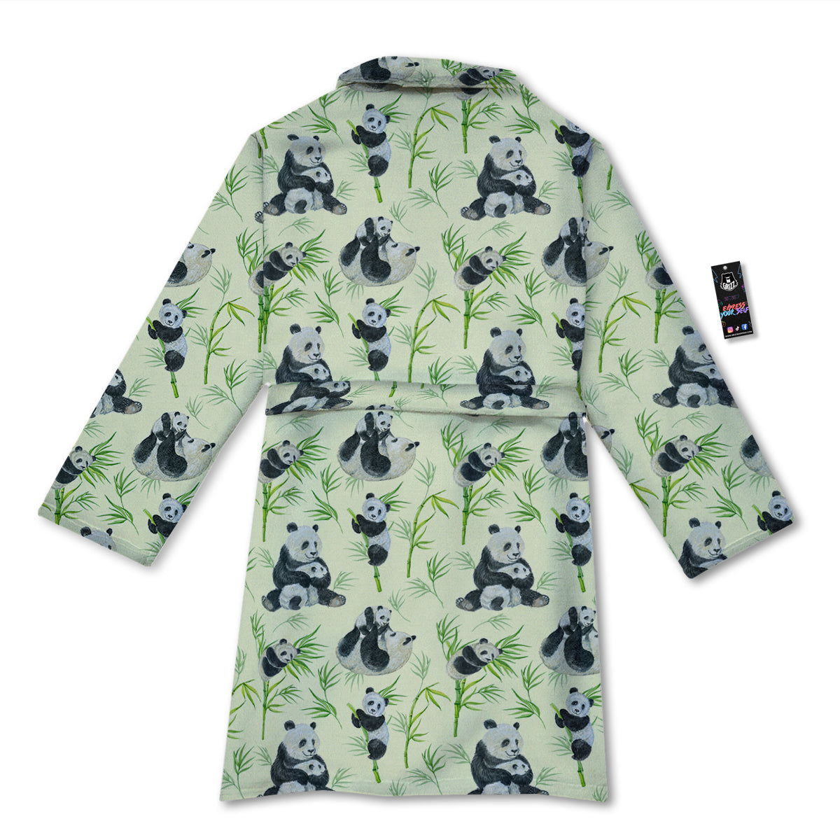Panda Bamboo And Baby Print Pattern Bathrobe-grizzshop