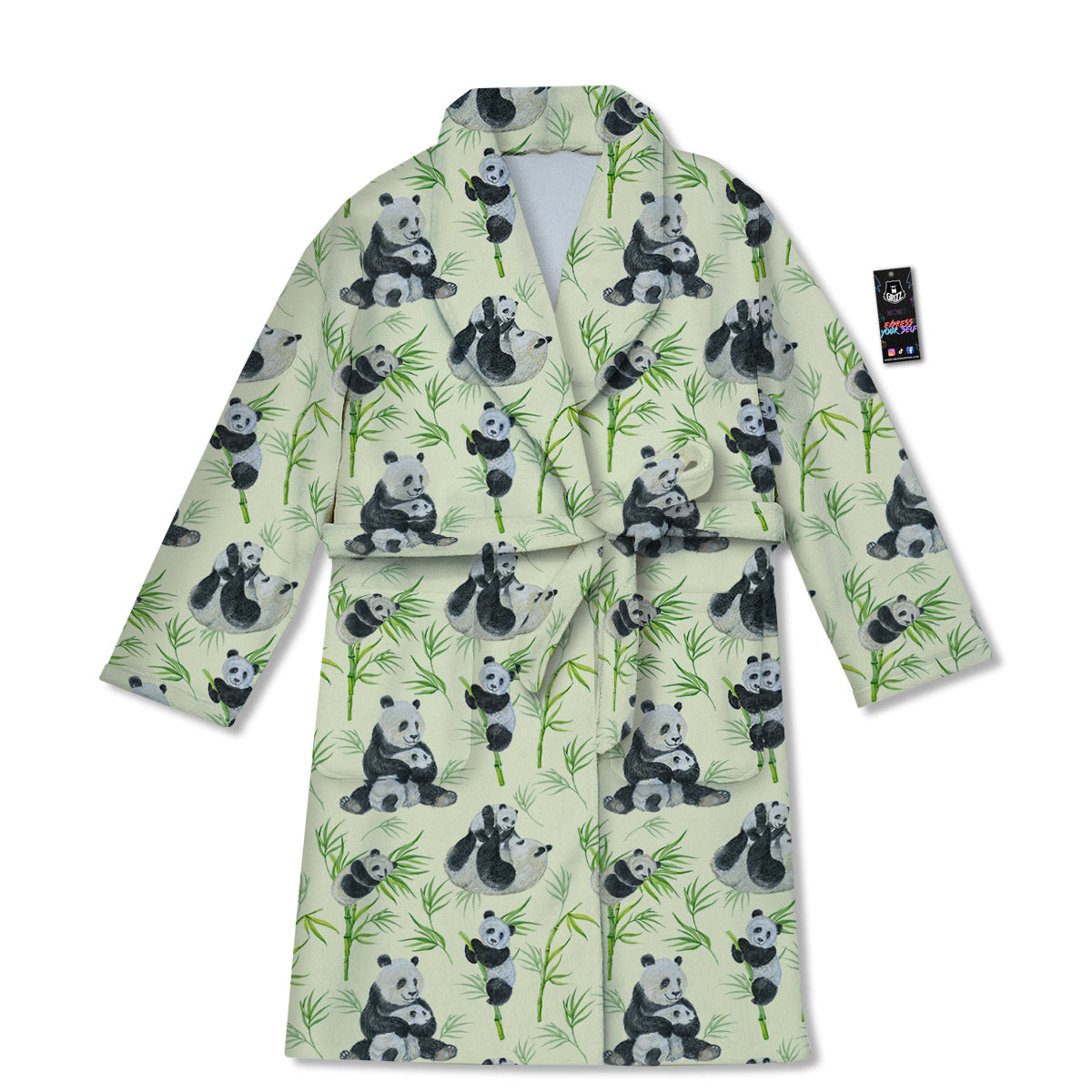 Panda Bamboo And Baby Print Pattern Bathrobe-grizzshop