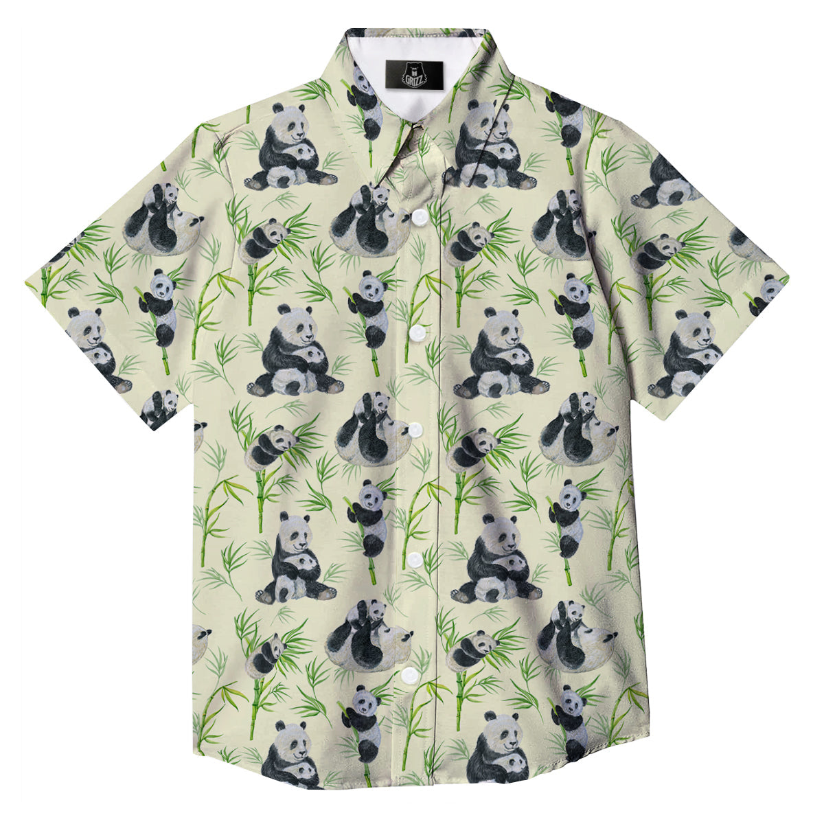 Panda Bamboo And Baby Print Pattern Button Up Shirt-grizzshop