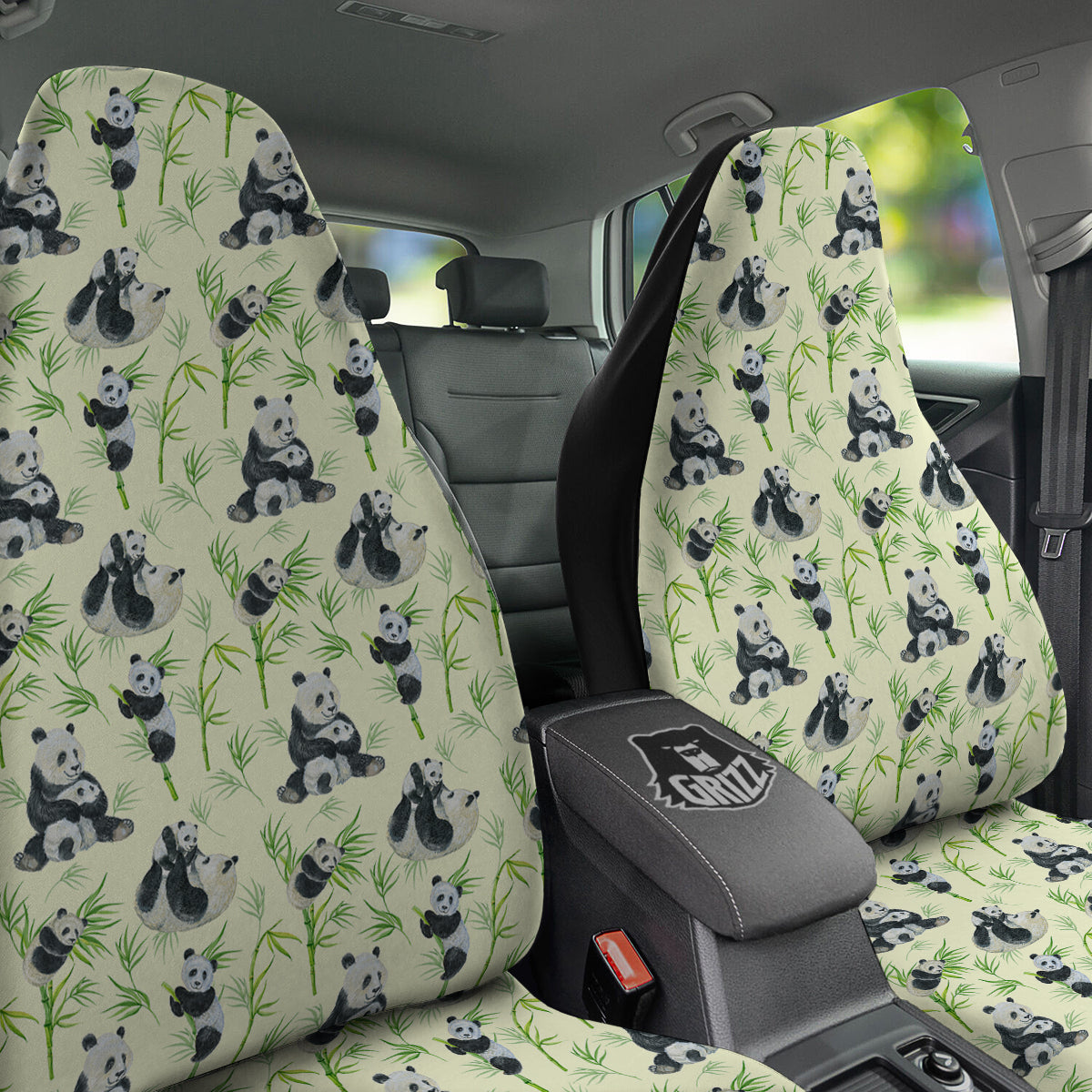 Panda Bamboo And Baby Print Pattern Car Seat Covers-grizzshop