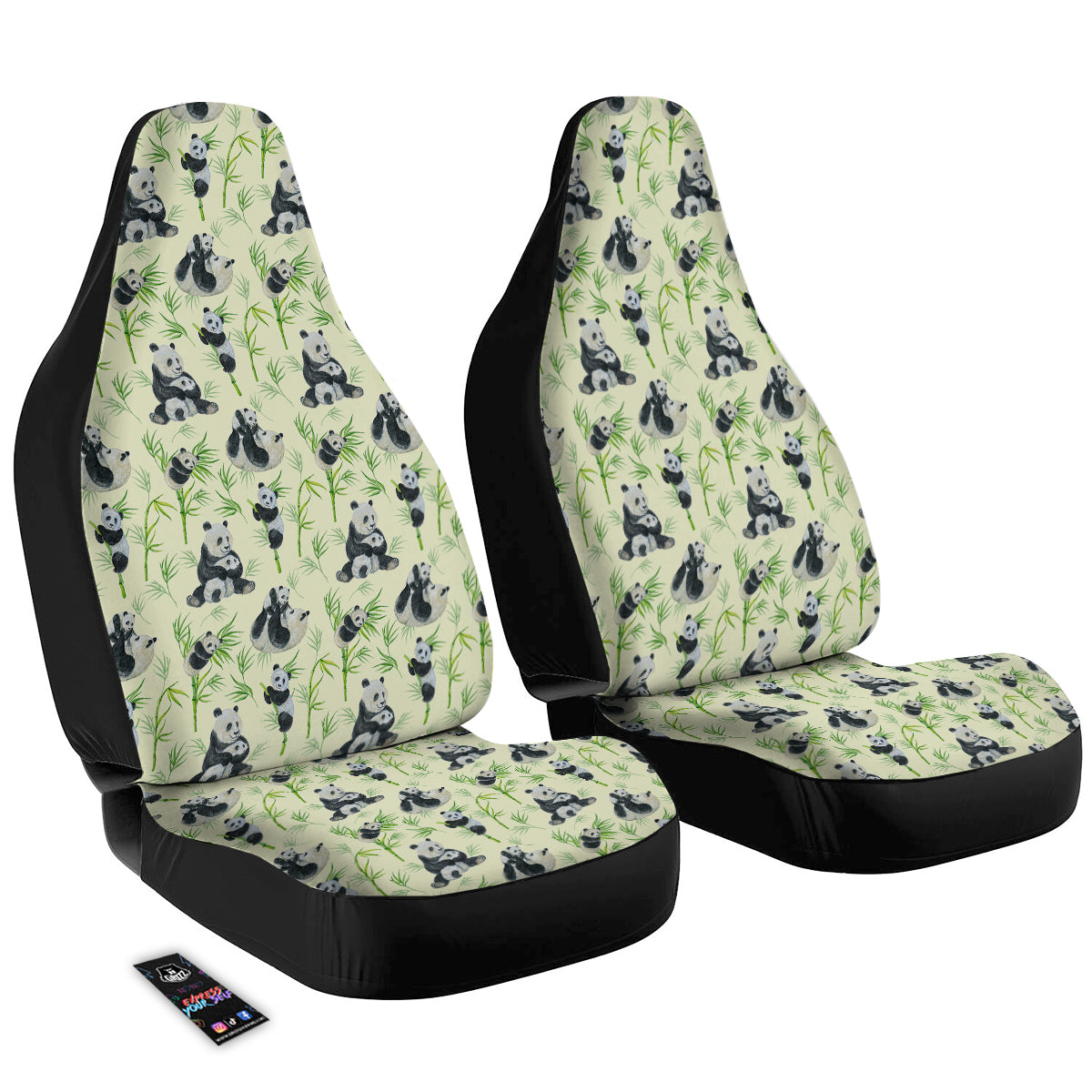 Panda Bamboo And Baby Print Pattern Car Seat Covers-grizzshop