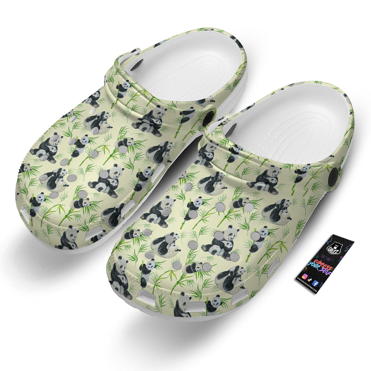 Panda Bamboo And Baby Print Pattern Clog-grizzshop