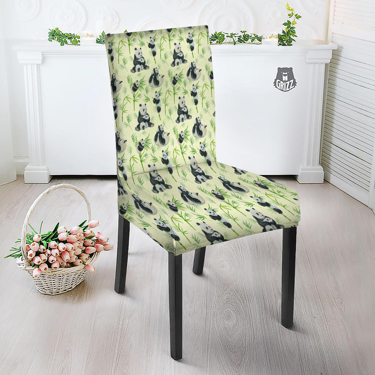 Panda Bamboo And Baby Print Pattern Dining Chair Slipcover-grizzshop