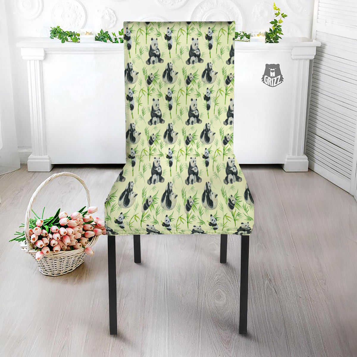 Panda Bamboo And Baby Print Pattern Dining Chair Slipcover-grizzshop
