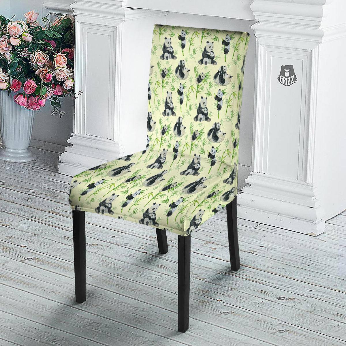Panda Bamboo And Baby Print Pattern Dining Chair Slipcover-grizzshop