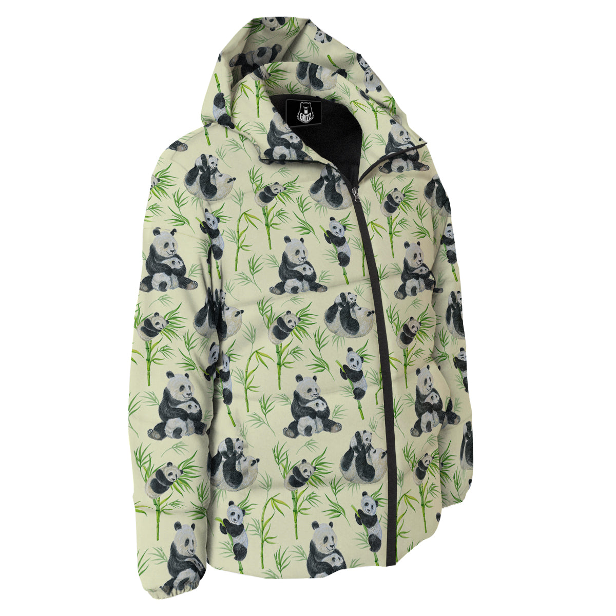 Panda Bamboo And Baby Print Pattern Down Jacket-grizzshop