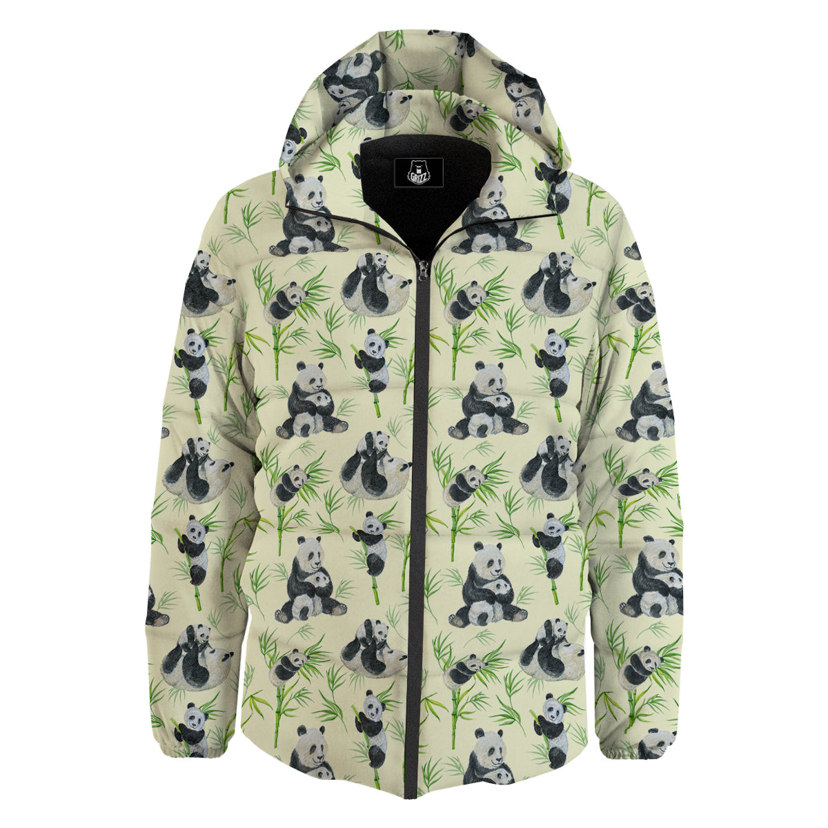 Panda Bamboo And Baby Print Pattern Down Jacket-grizzshop