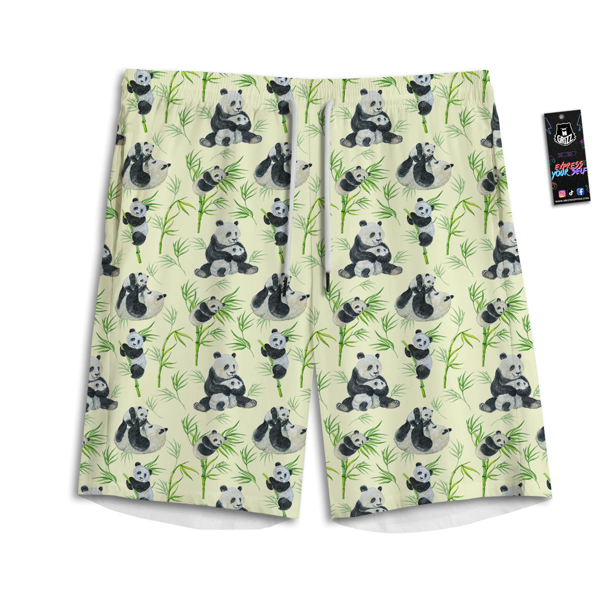 Panda Bamboo And Baby Print Pattern Men's Athletic Shorts