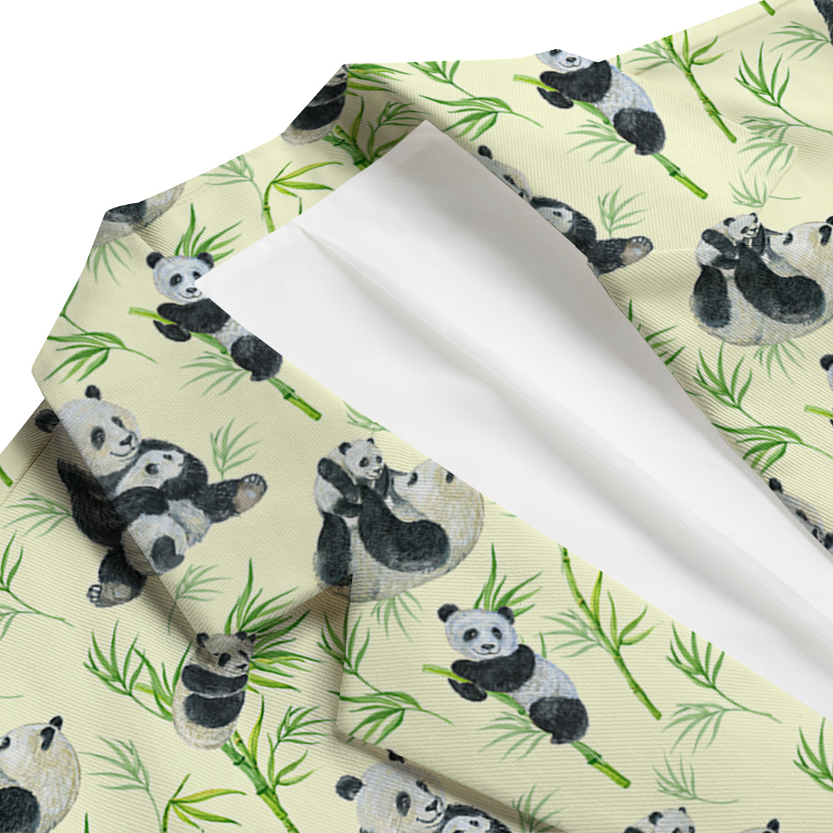 Panda Bamboo And Baby Print Pattern Men's Blazer-grizzshop
