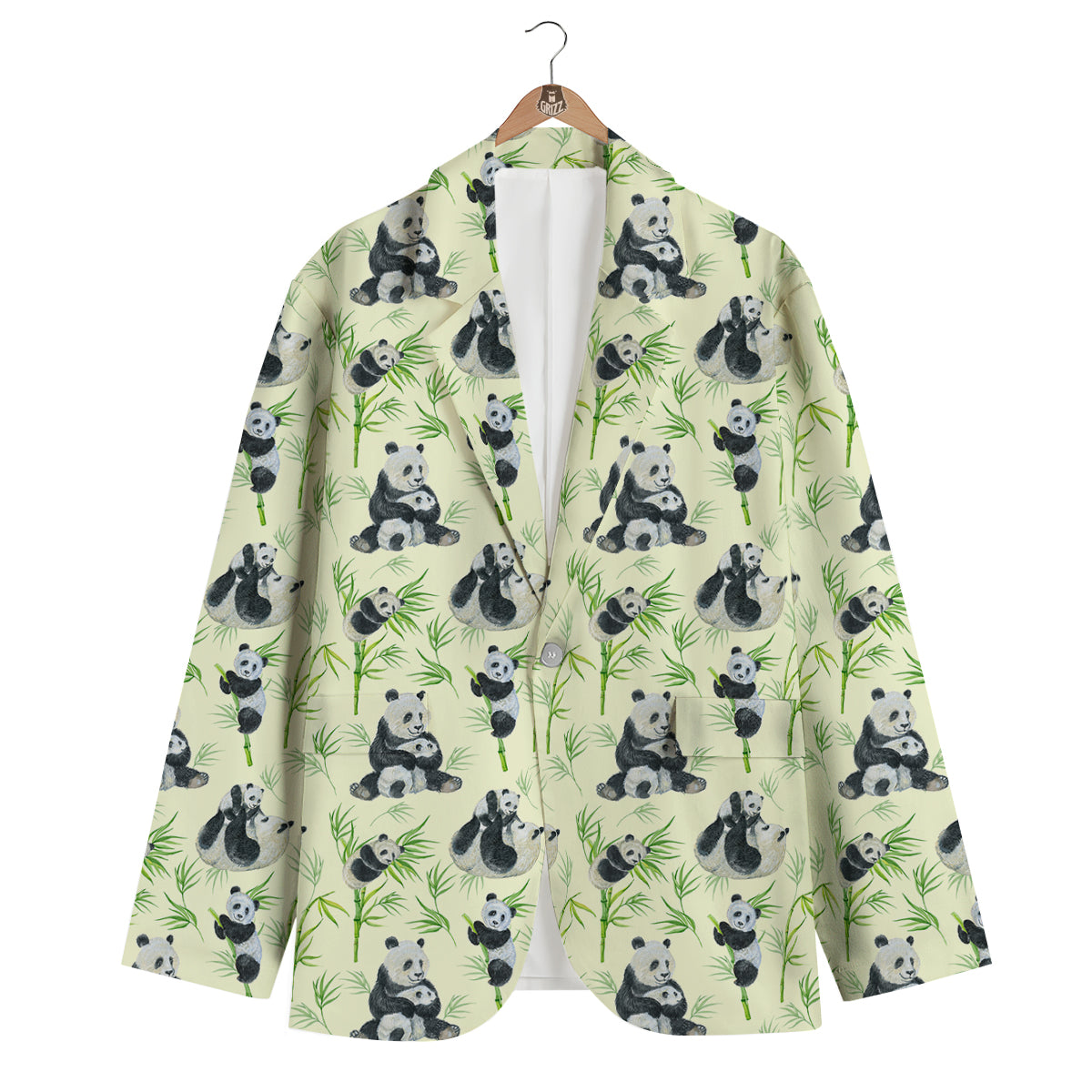 Panda Bamboo And Baby Print Pattern Men's Blazer-grizzshop