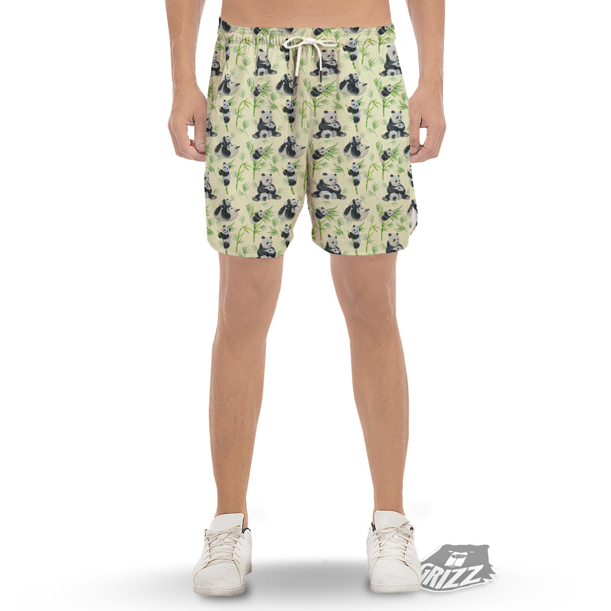 Panda Bamboo And Baby Print Pattern Men's Gym Shorts-grizzshop
