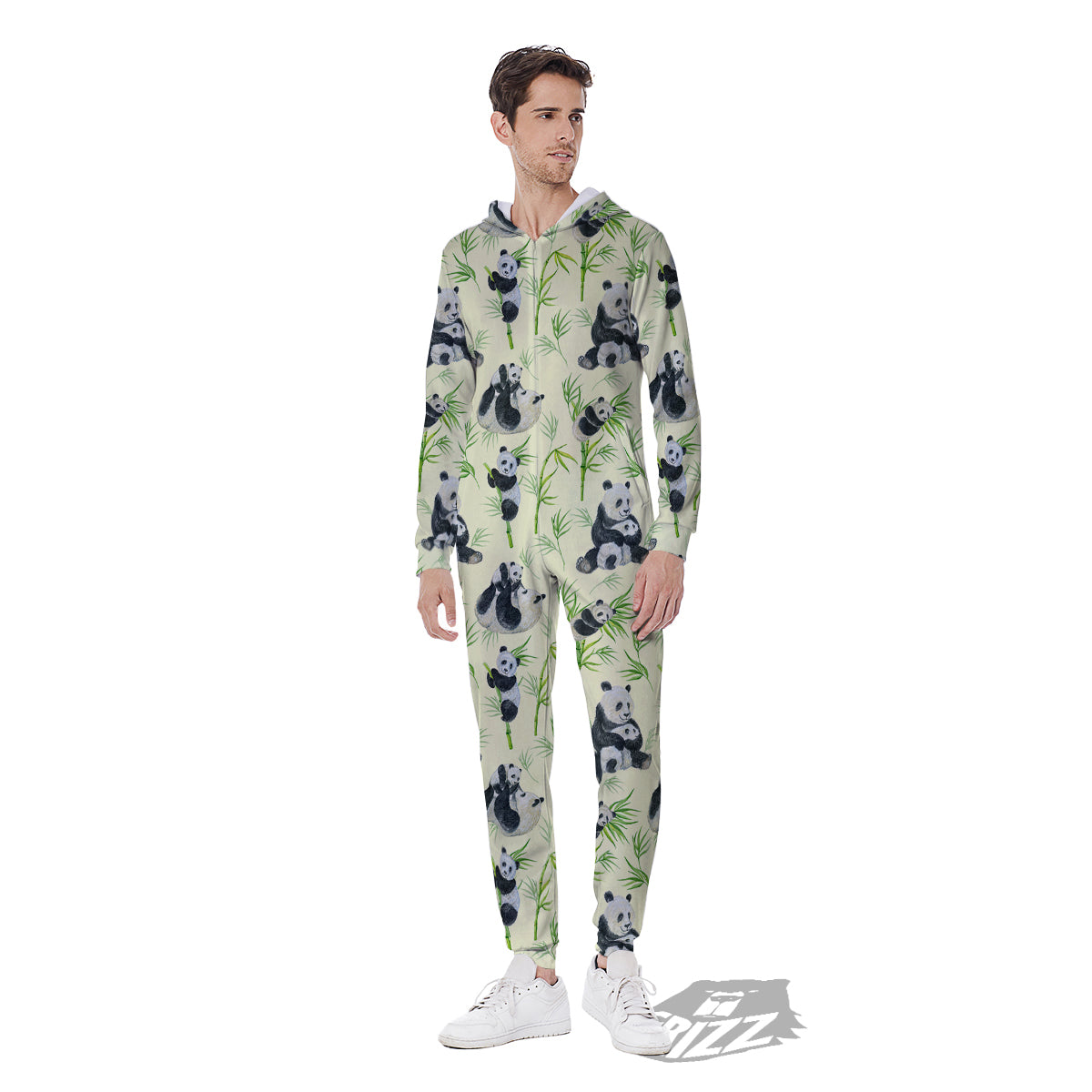 Panda Bamboo And Baby Print Pattern Men's Jumpsuit-grizzshop