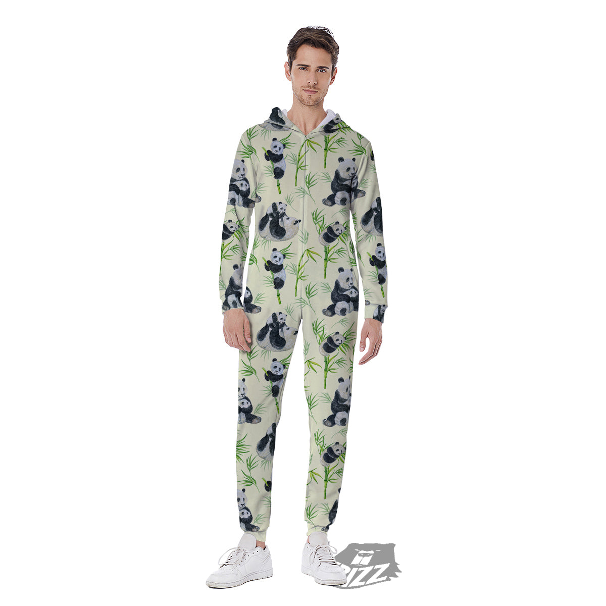 Panda Bamboo And Baby Print Pattern Men's Jumpsuit-grizzshop