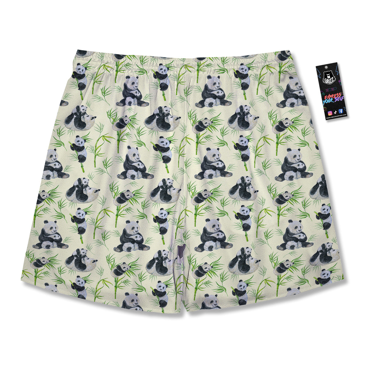Panda Bamboo And Baby Print Pattern Men's Running Shorts-grizzshop