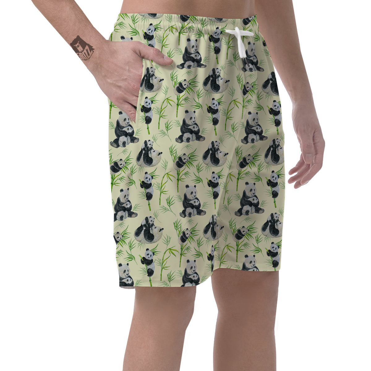 Panda Bamboo And Baby Print Pattern Men's Shorts-grizzshop