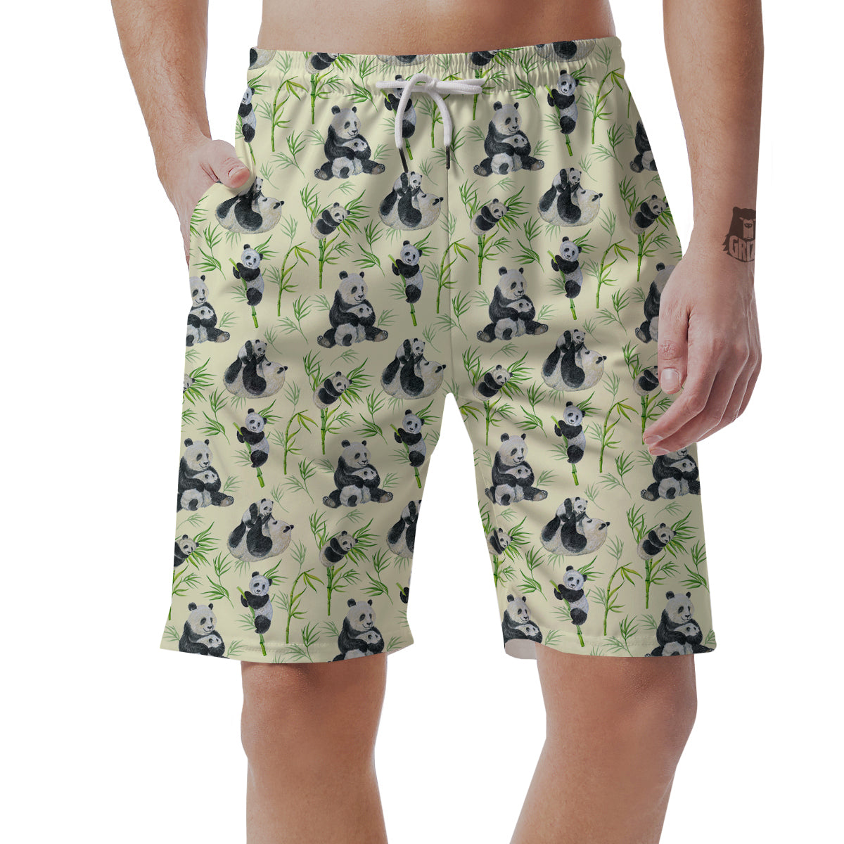 Panda Bamboo And Baby Print Pattern Men's Shorts-grizzshop