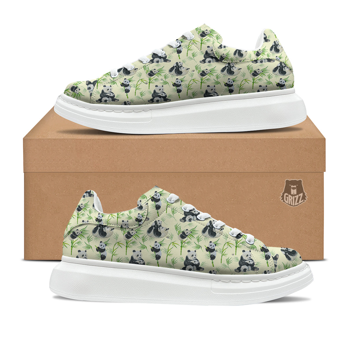 Panda Bamboo And Baby Print Pattern Platform Shoes-grizzshop