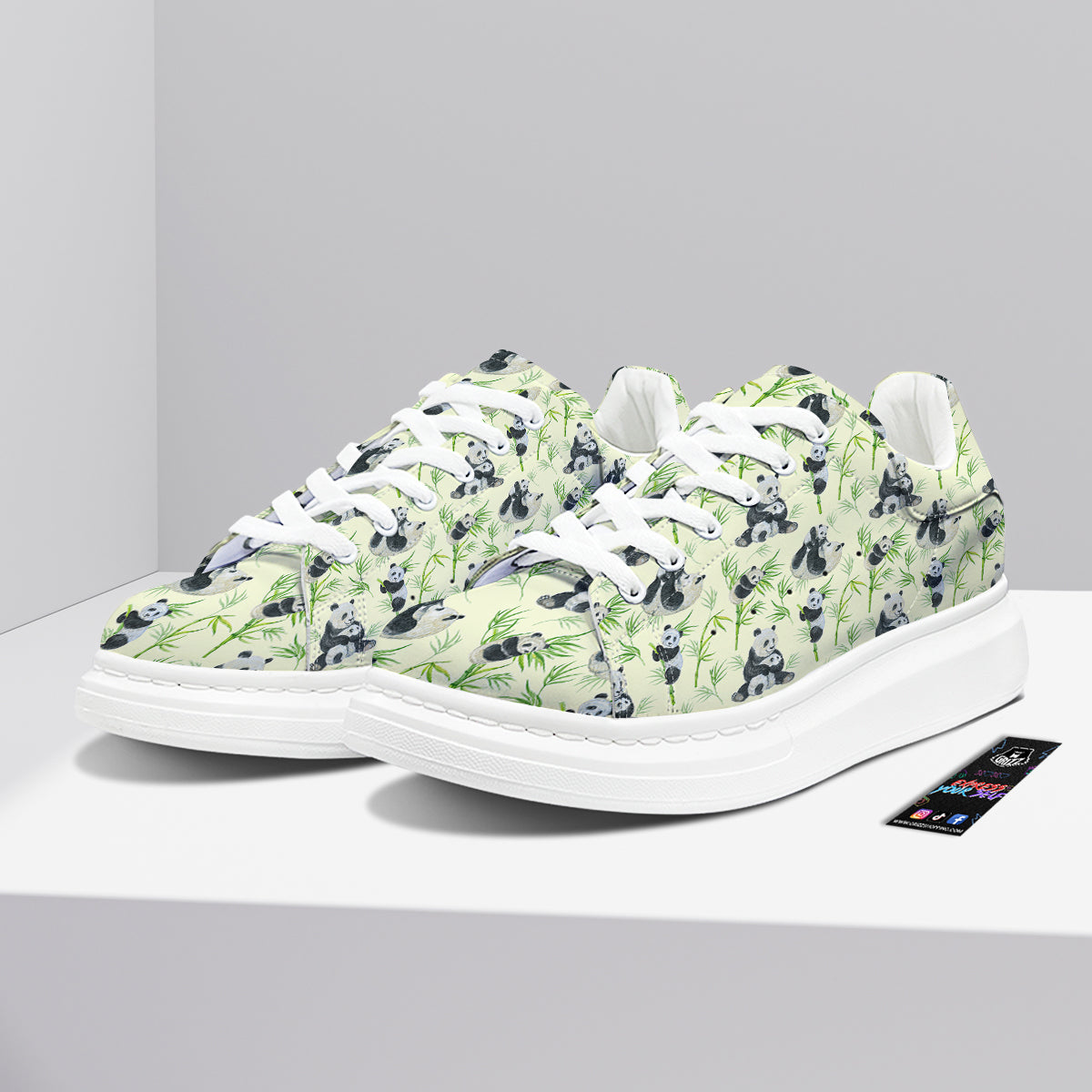 Panda Bamboo And Baby Print Pattern Platform Shoes-grizzshop