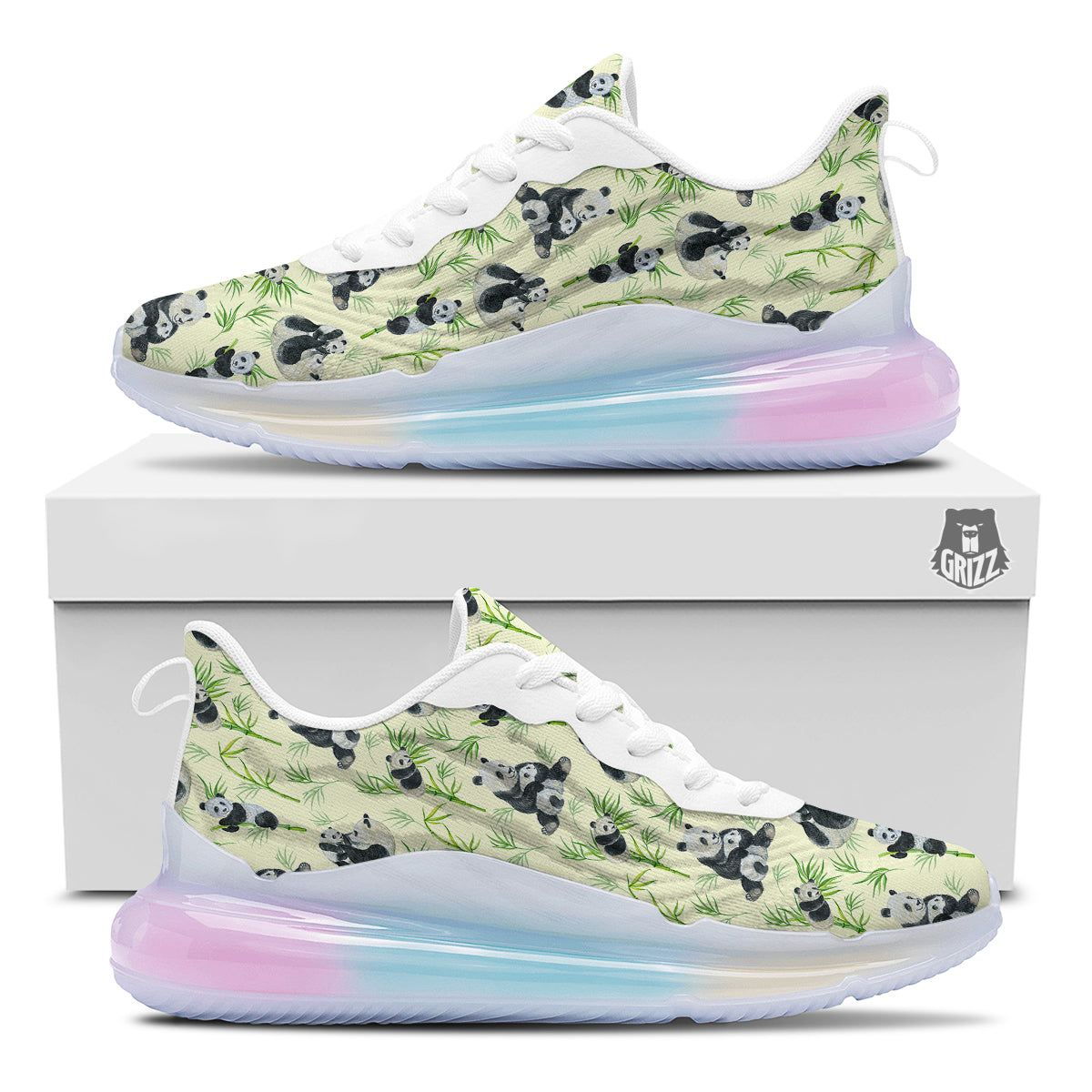 Panda Bamboo And Baby Print Pattern Running Sneakers-grizzshop
