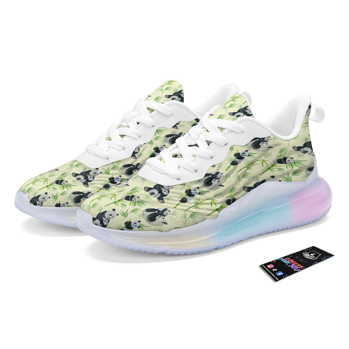Panda Bamboo And Baby Print Pattern Running Sneakers-grizzshop