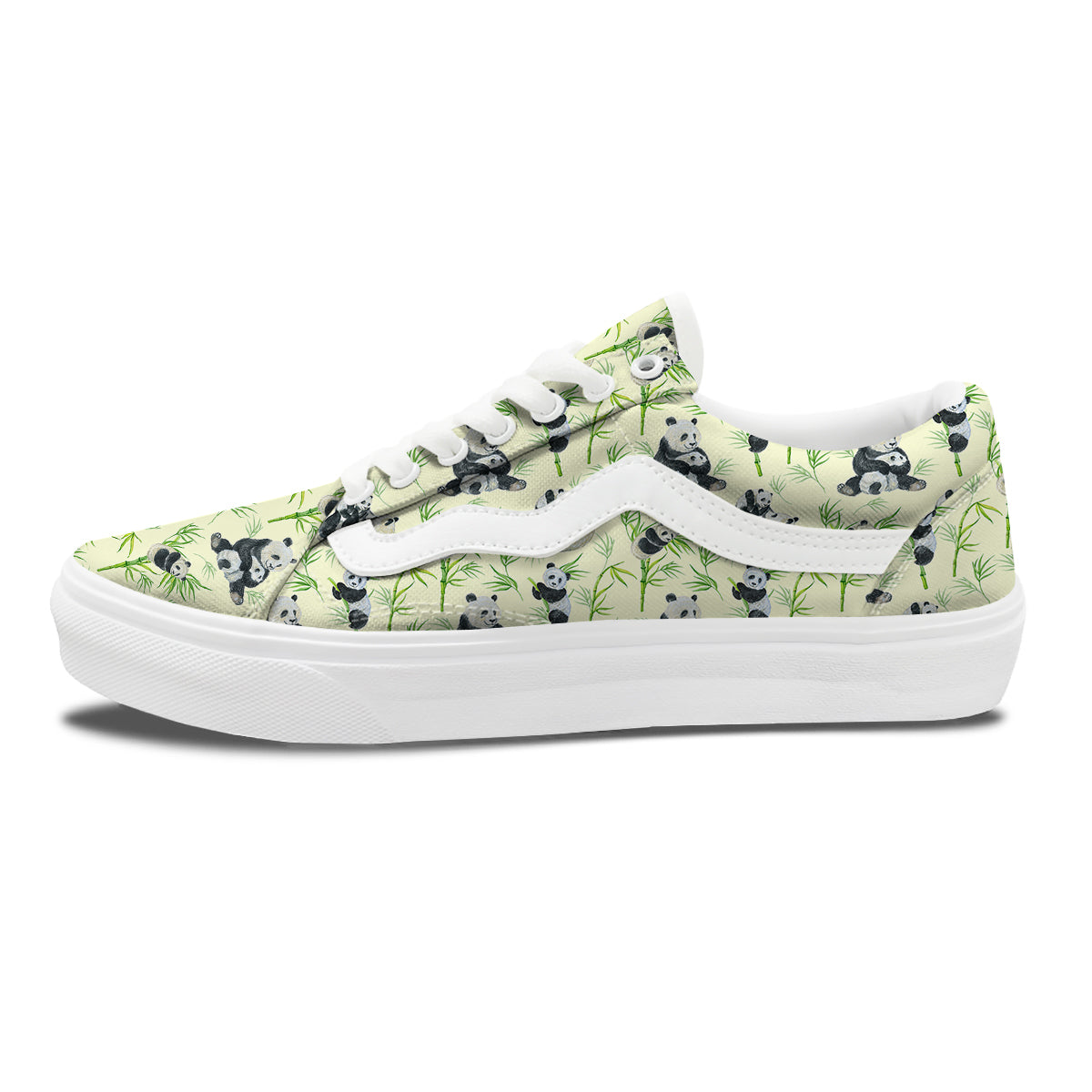 Panda Bamboo And Baby Print Pattern Skate Shoes-grizzshop