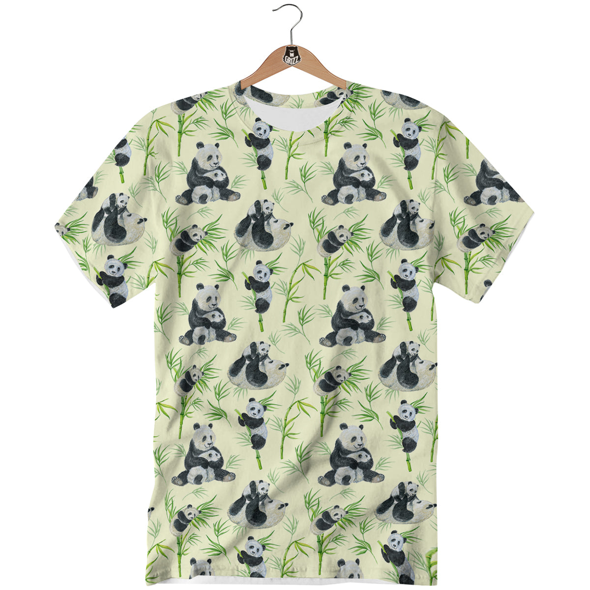 Panda Bamboo And Baby Print Pattern T-Shirt-grizzshop