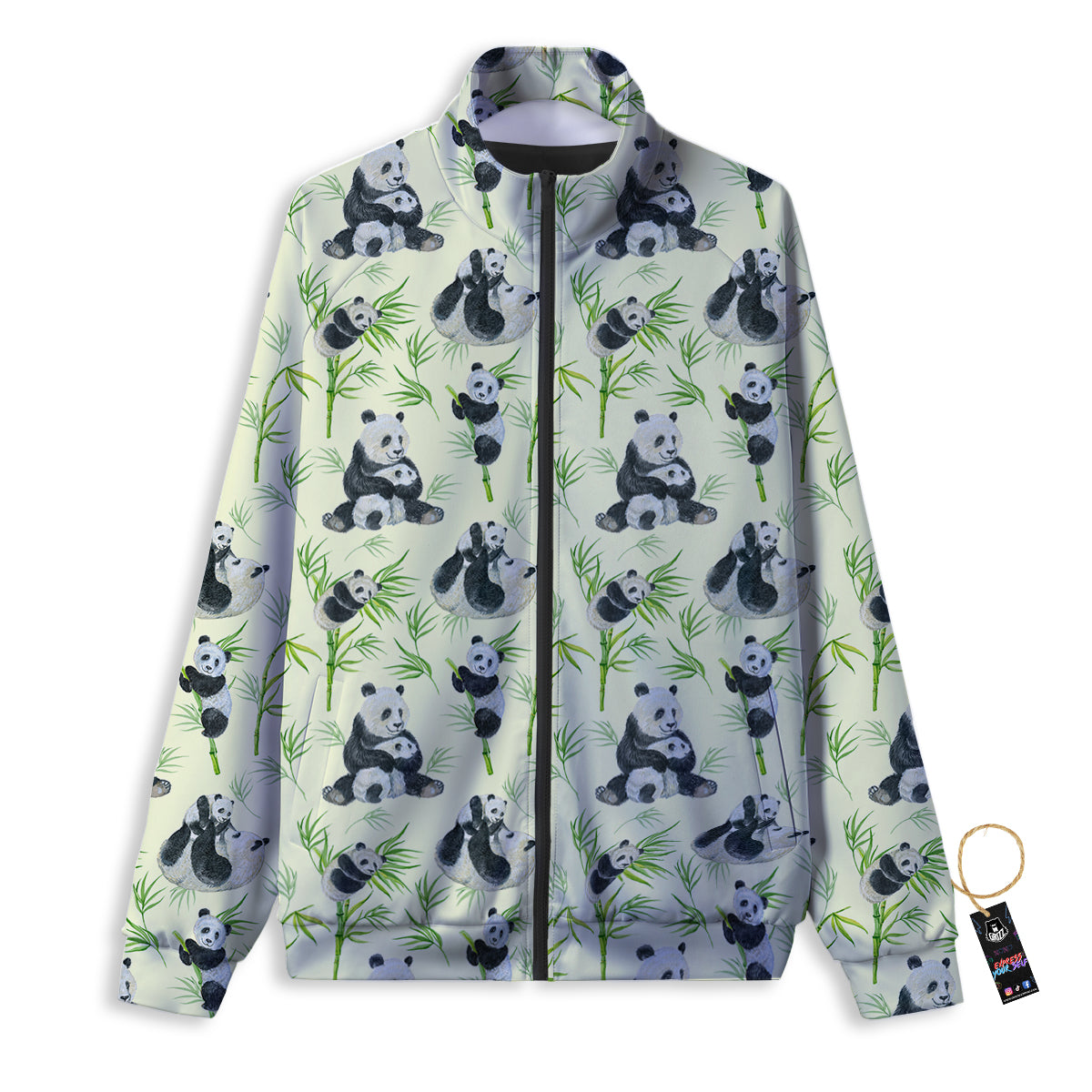 Panda Bamboo And Baby Print Pattern Track Jacket-grizzshop