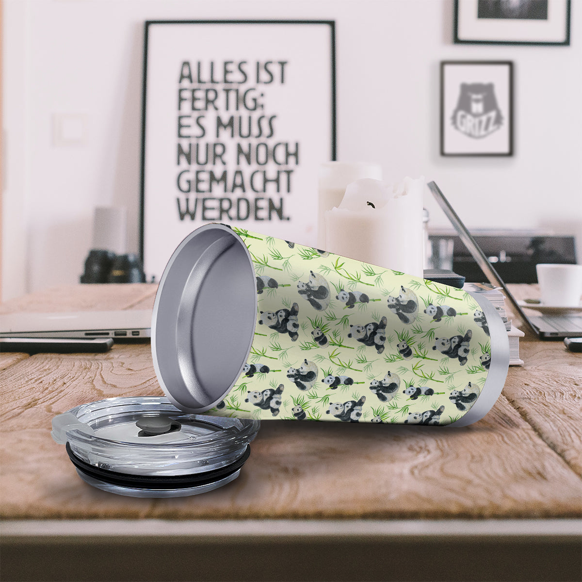 Panda Bamboo And Baby Print Pattern Tumbler-grizzshop
