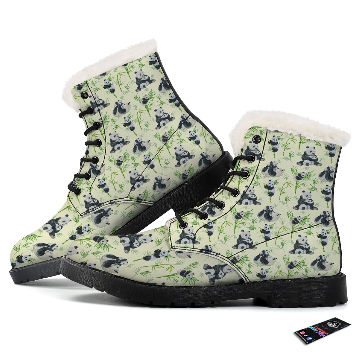 Panda Bamboo And Baby Print Pattern Winter Boots-grizzshop