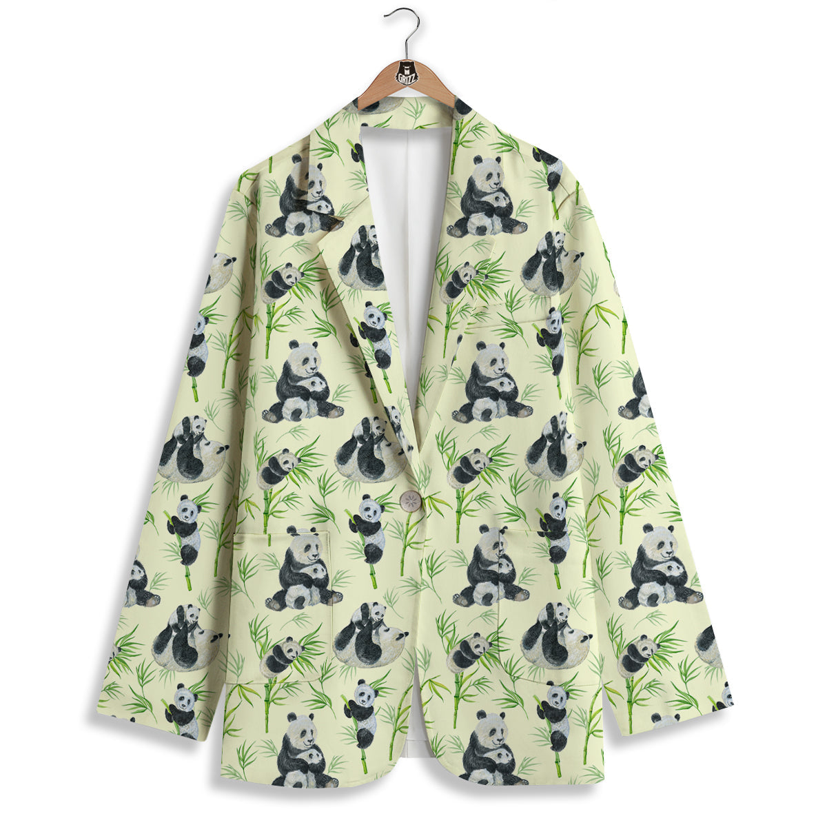 Panda Bamboo And Baby Print Pattern Women's Blazer-grizzshop
