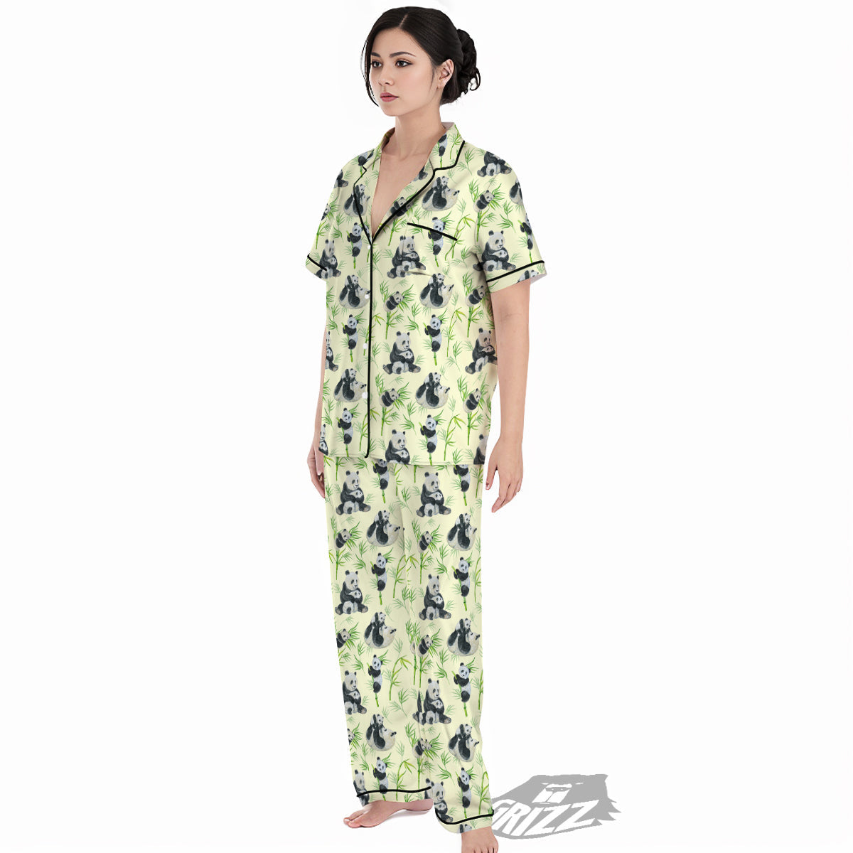Panda Bamboo And Baby Print Pattern Women's Pajamas Set-grizzshop
