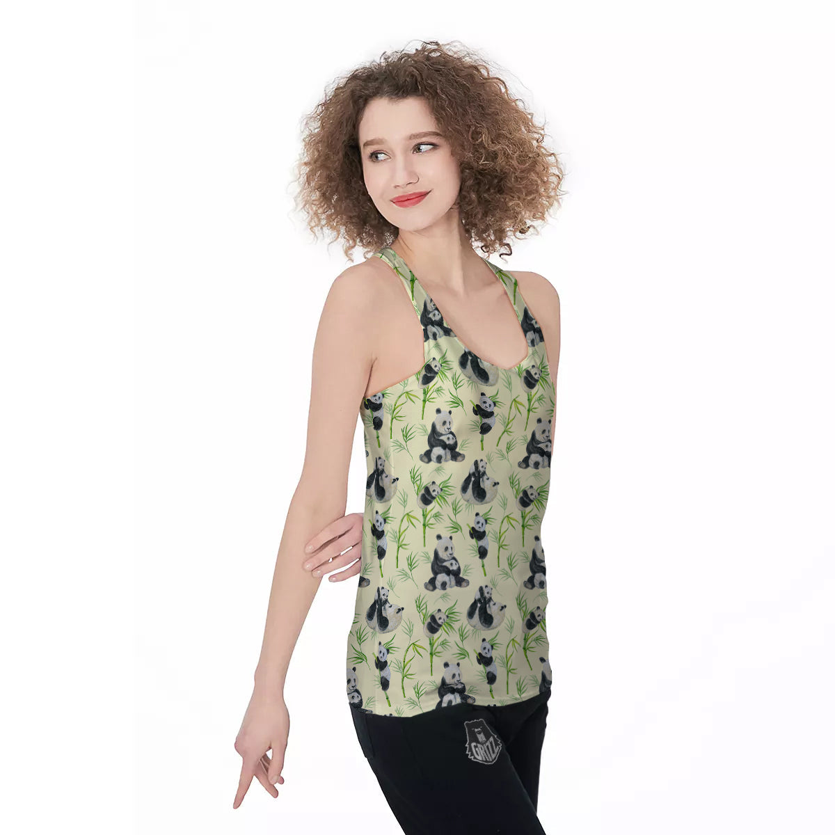 Panda Bamboo And Baby Print Pattern Women's Racerback Tank Top-grizzshop