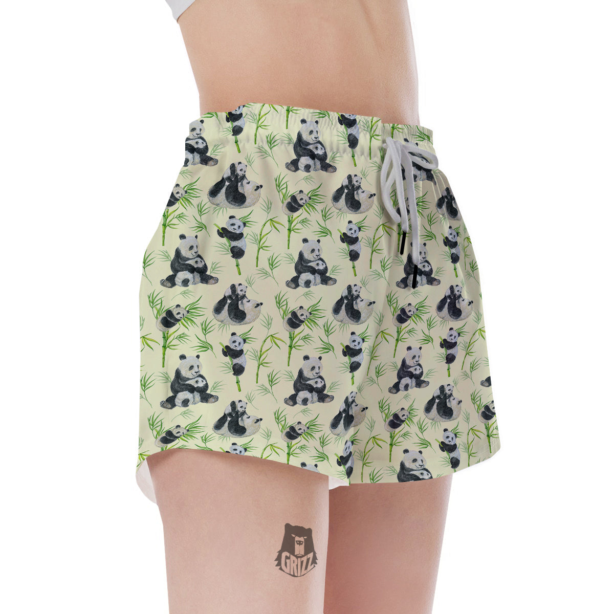 Panda Bamboo And Baby Print Pattern Women's Shorts-grizzshop