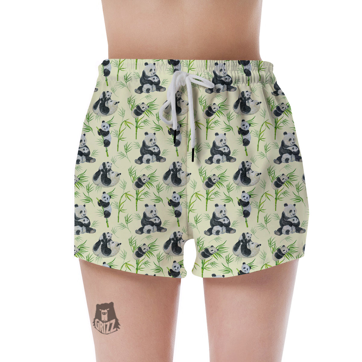 Panda Bamboo And Baby Print Pattern Women's Shorts-grizzshop