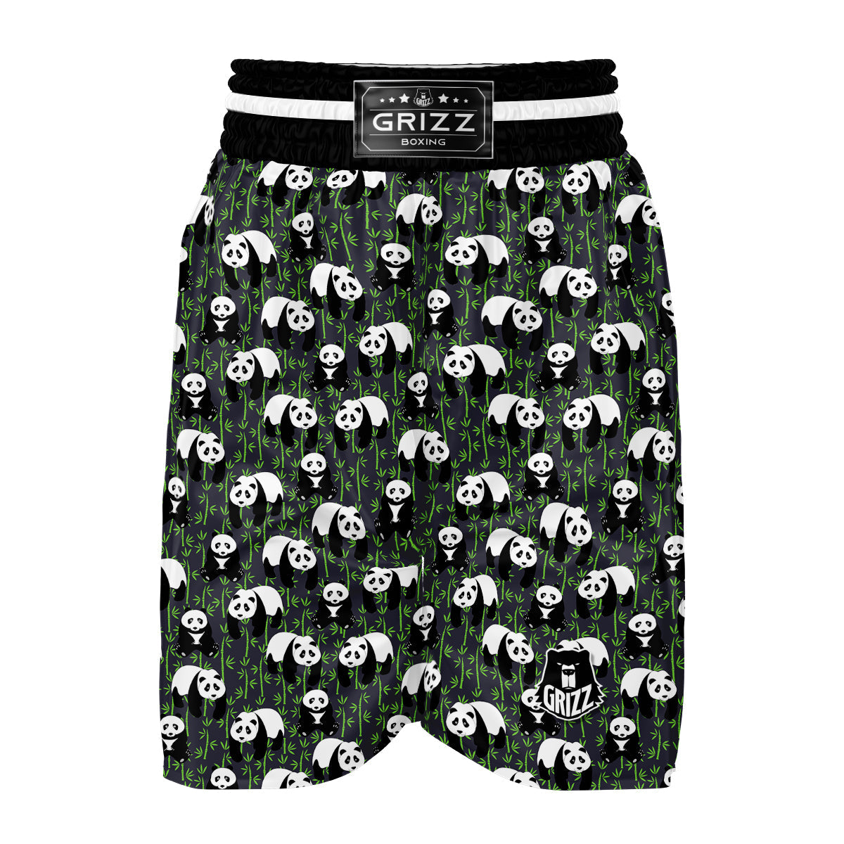 Panda Bamboo Pattern Print Boxing Shorts-grizzshop