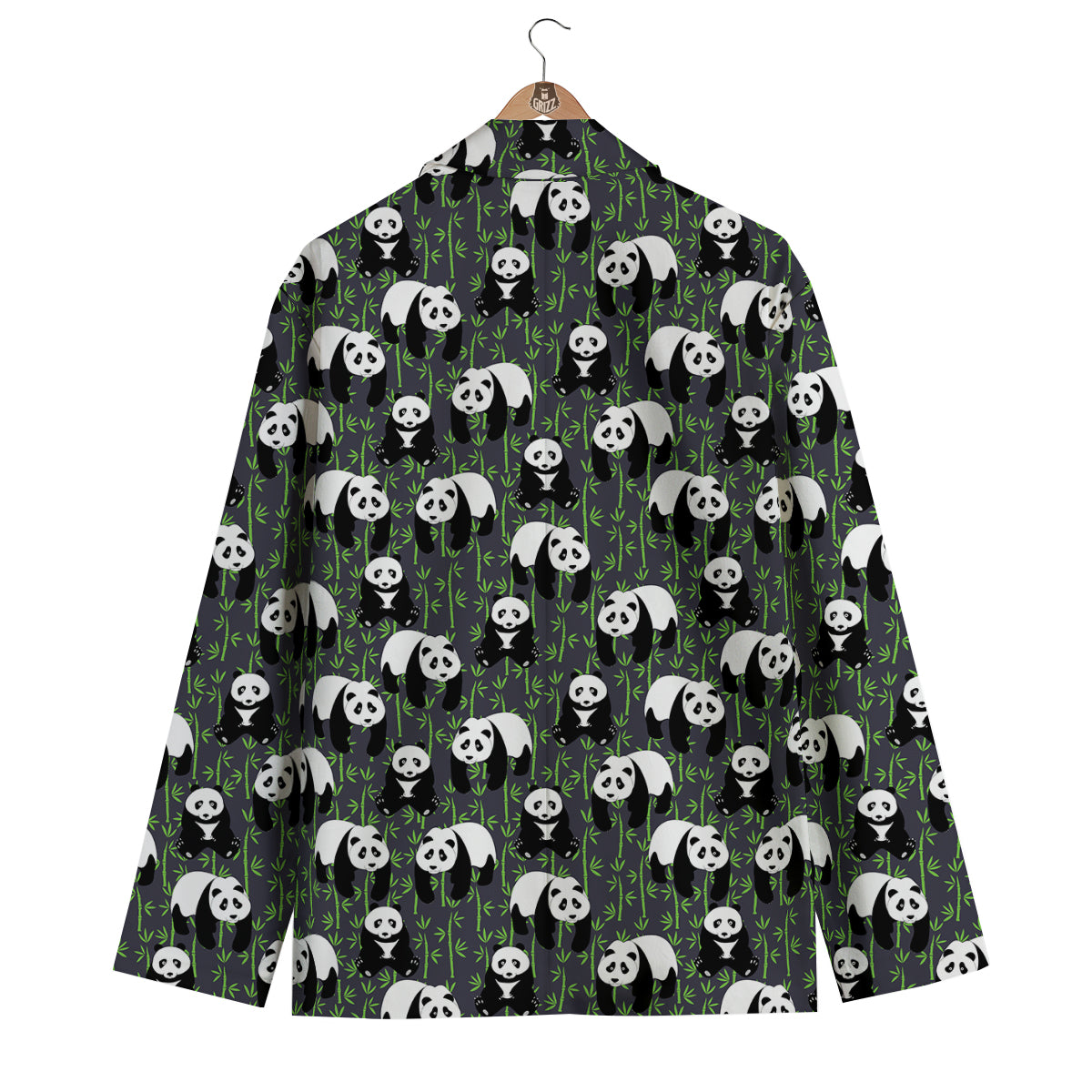 Panda Bamboo Pattern Print Men's Blazer-grizzshop
