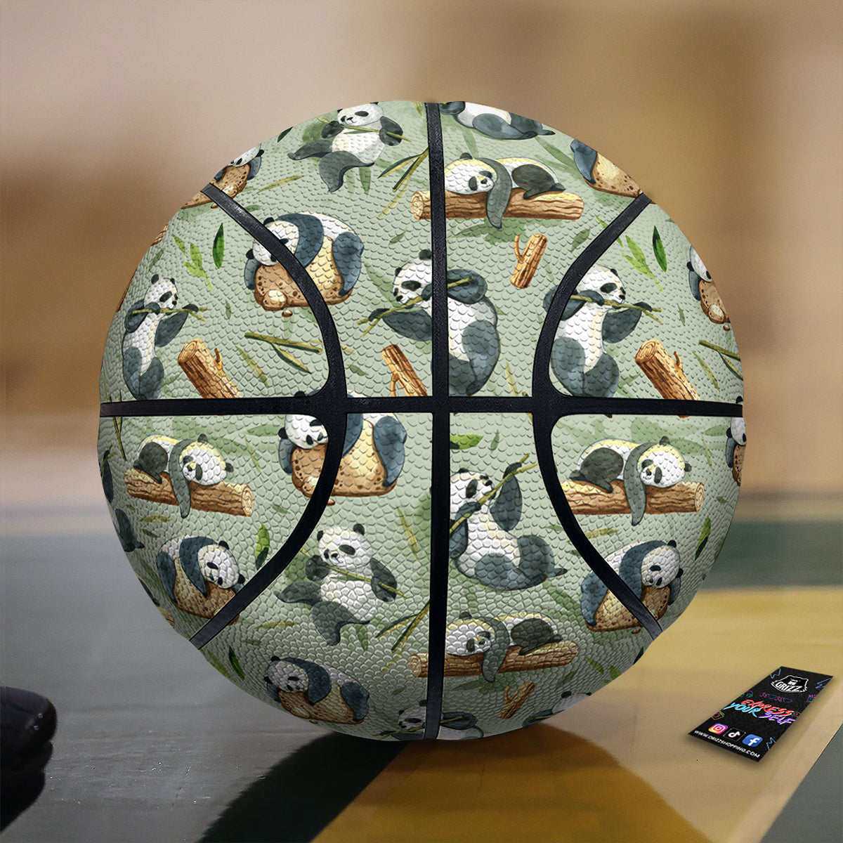 Panda Bear Watercolor Print Pattern Basketball