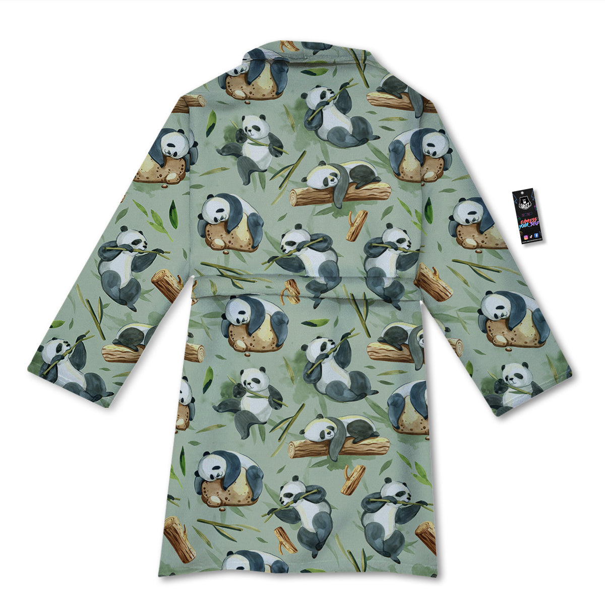 Panda Bear Watercolor Print Pattern Bathrobe-grizzshop