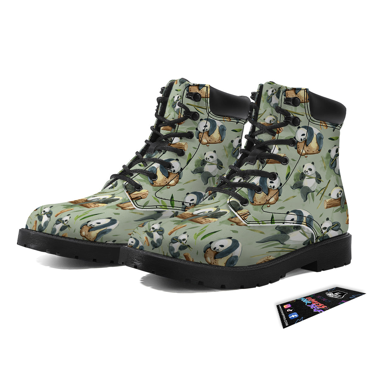 Panda Bear Watercolor Print Pattern Boots-grizzshop