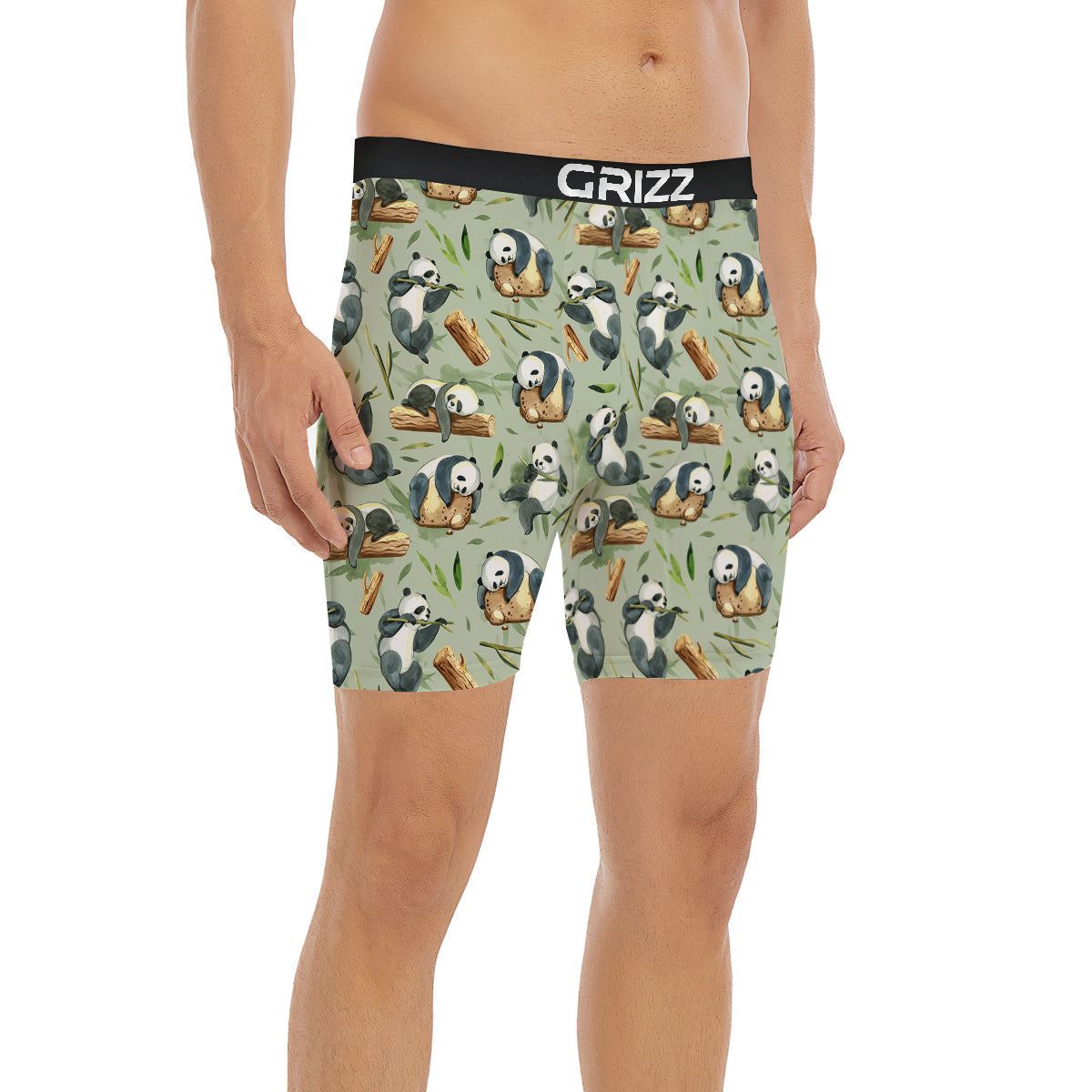Panda Bear Watercolor Print Pattern Boxer Briefs-grizzshop