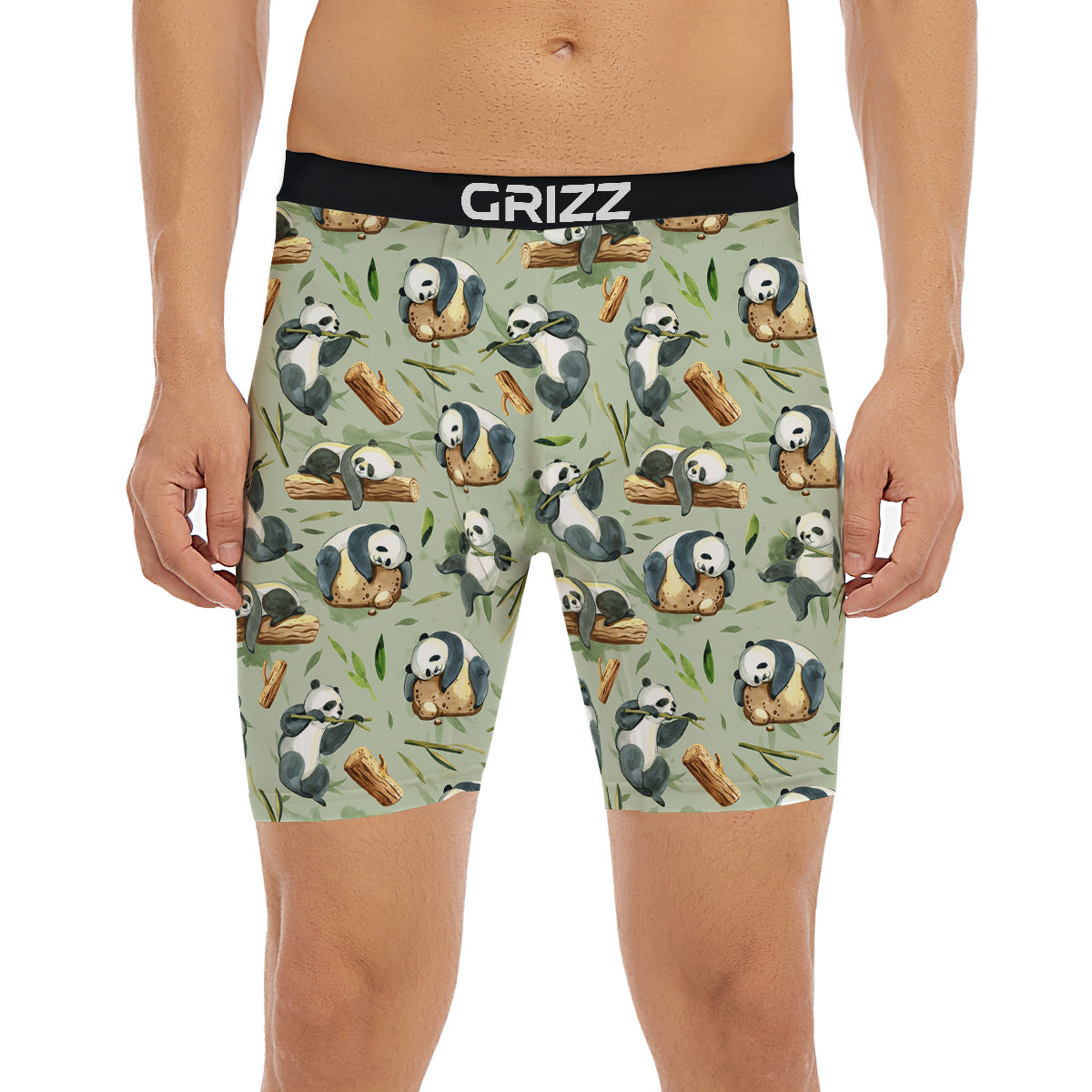 Panda Bear Watercolor Print Pattern Boxer Briefs-grizzshop