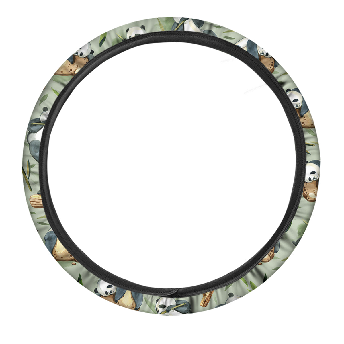 Panda Bear Watercolor Print Pattern Car Steering Wheel Cover-grizzshop