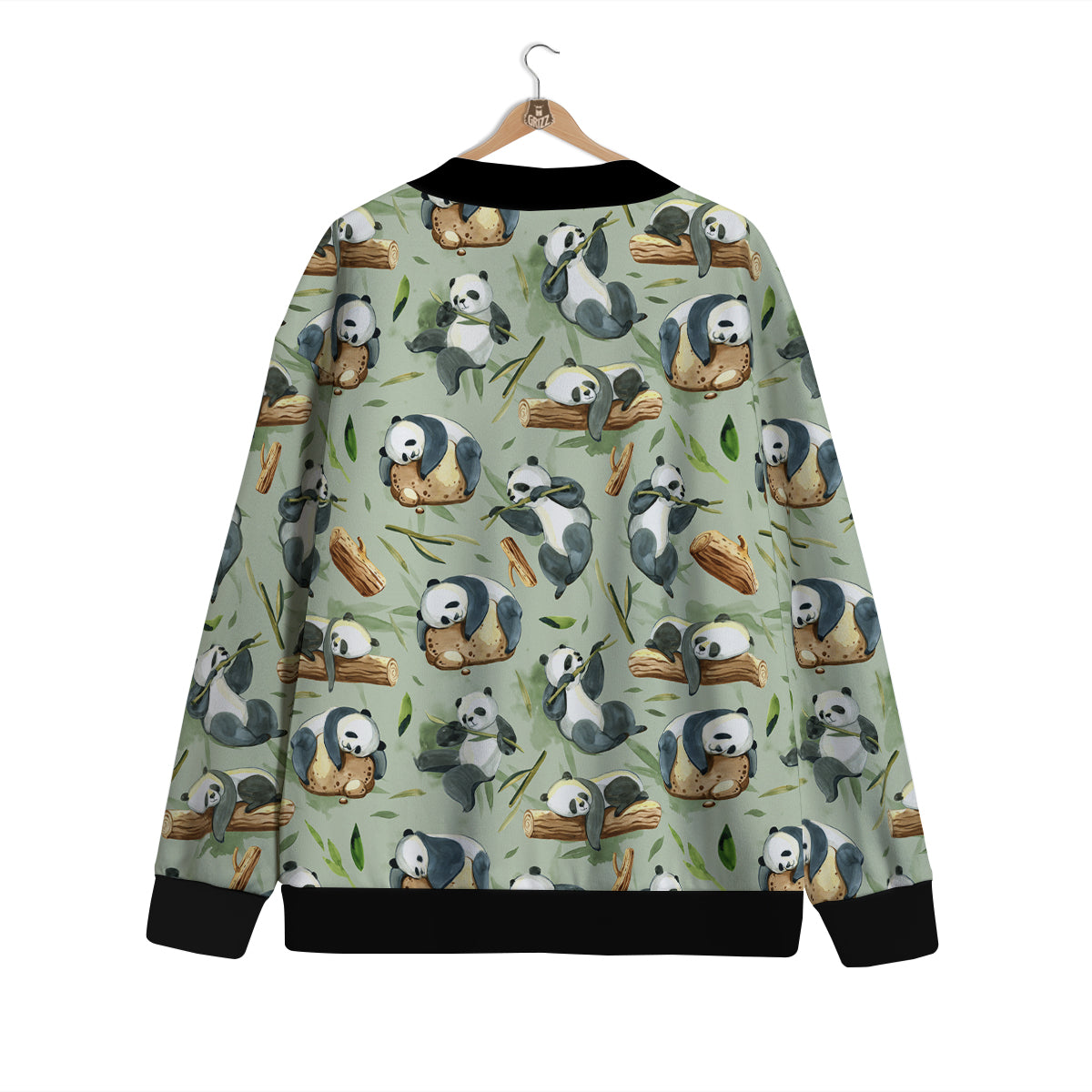 Panda Bear Watercolor Print Pattern Cardigan-grizzshop