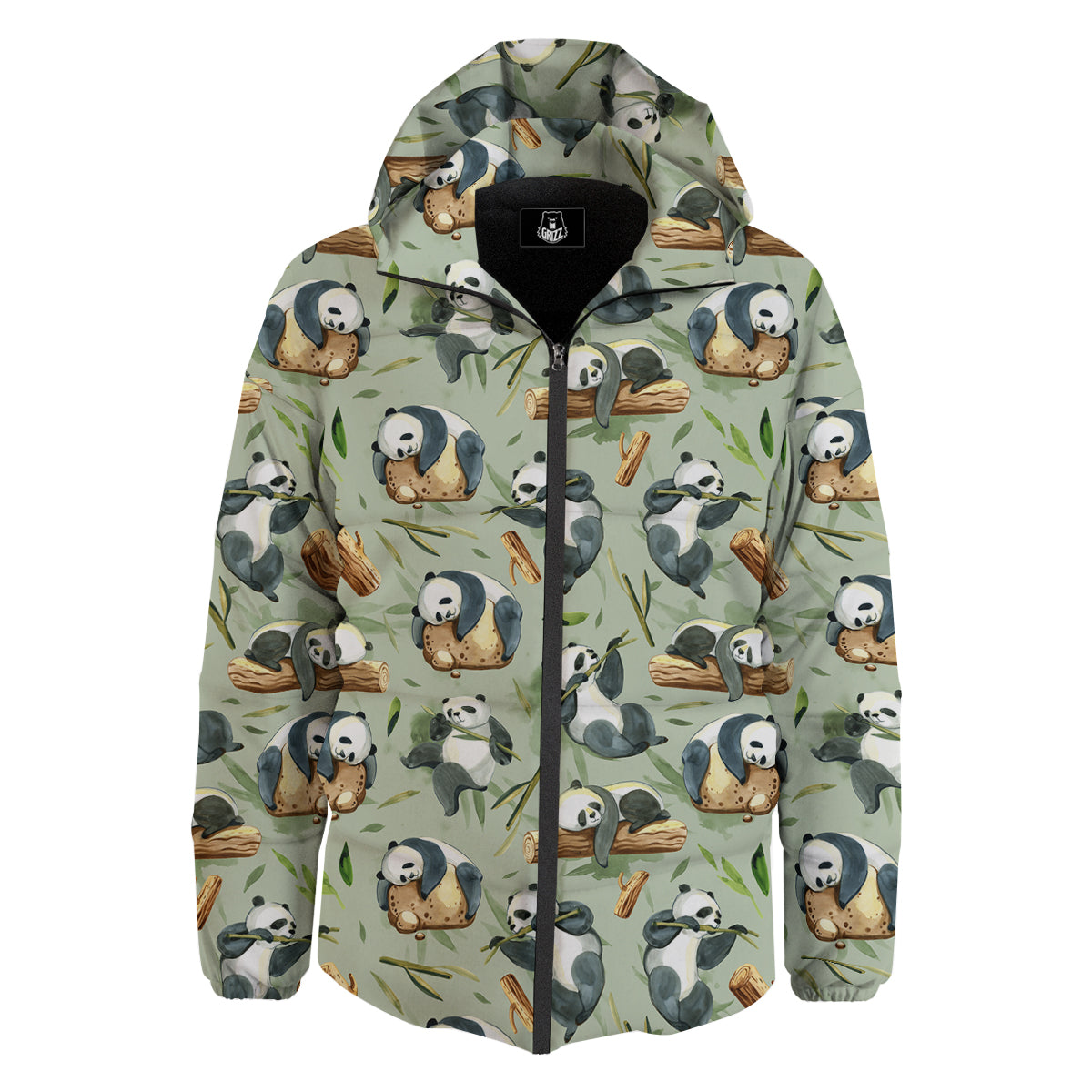 Panda Bear Watercolor Print Pattern Down Jacket-grizzshop