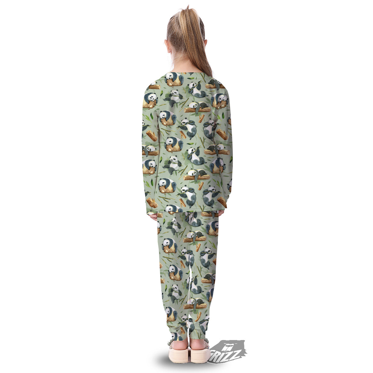 Panda Bear Watercolor Print Pattern Kid's Pajamas-grizzshop