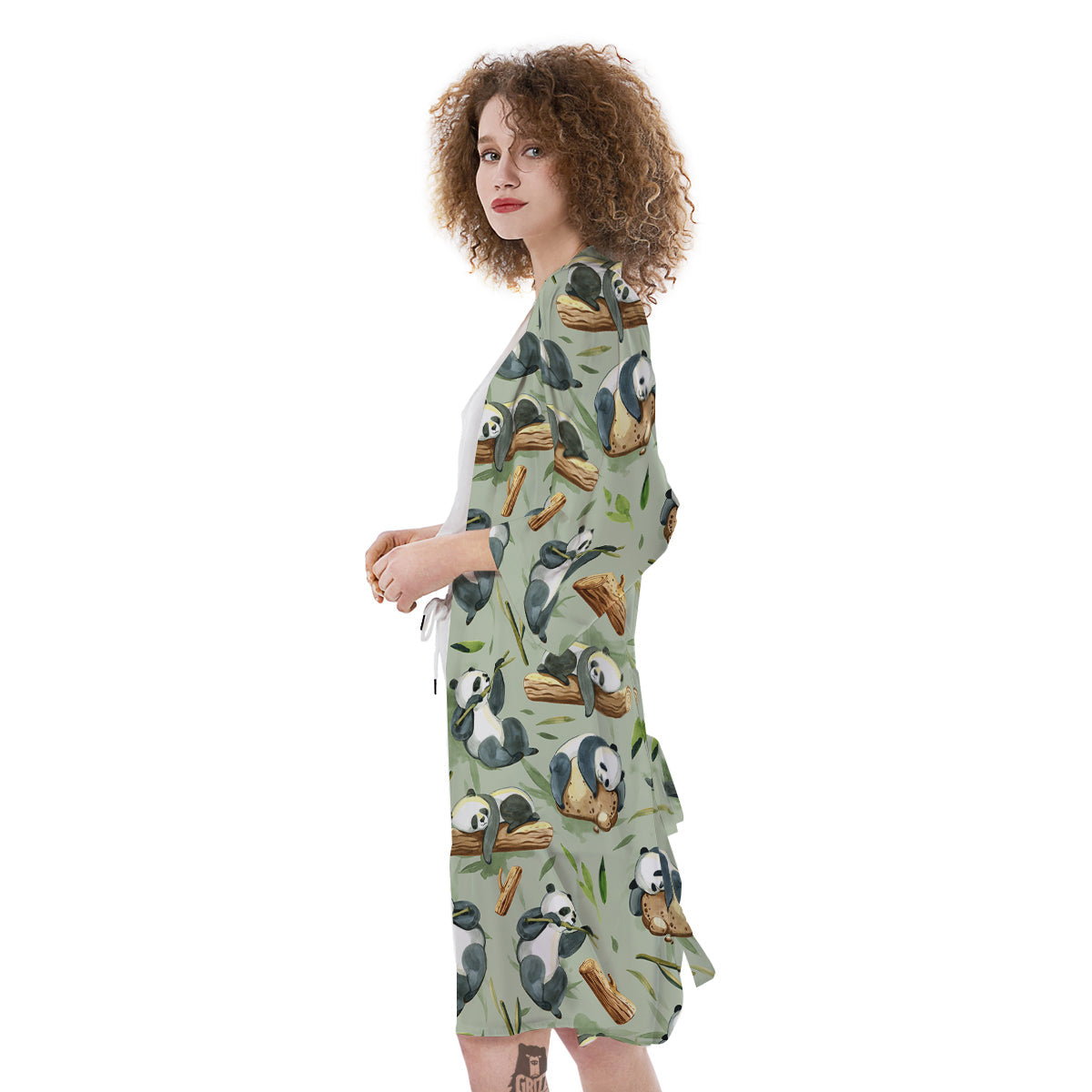 Panda Bear Watercolor Print Pattern Kimono-grizzshop