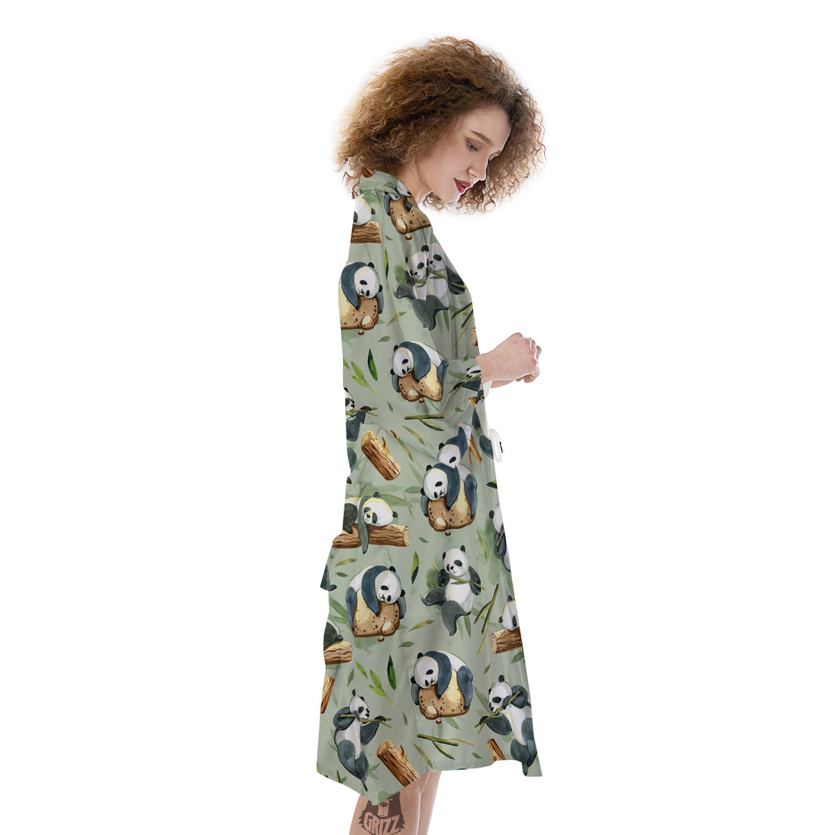 Panda Bear Watercolor Print Pattern Kimono-grizzshop