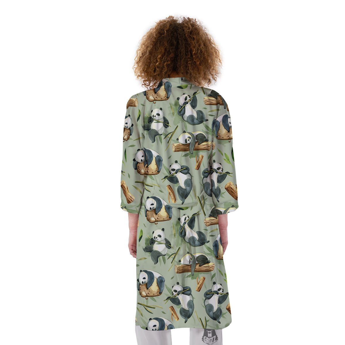 Panda Bear Watercolor Print Pattern Kimono-grizzshop