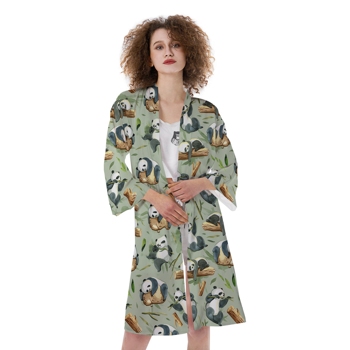 Panda Bear Watercolor Print Pattern Kimono-grizzshop
